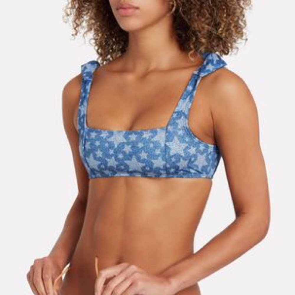 NWT Verde Limon Blue Alice Star Bikini Top